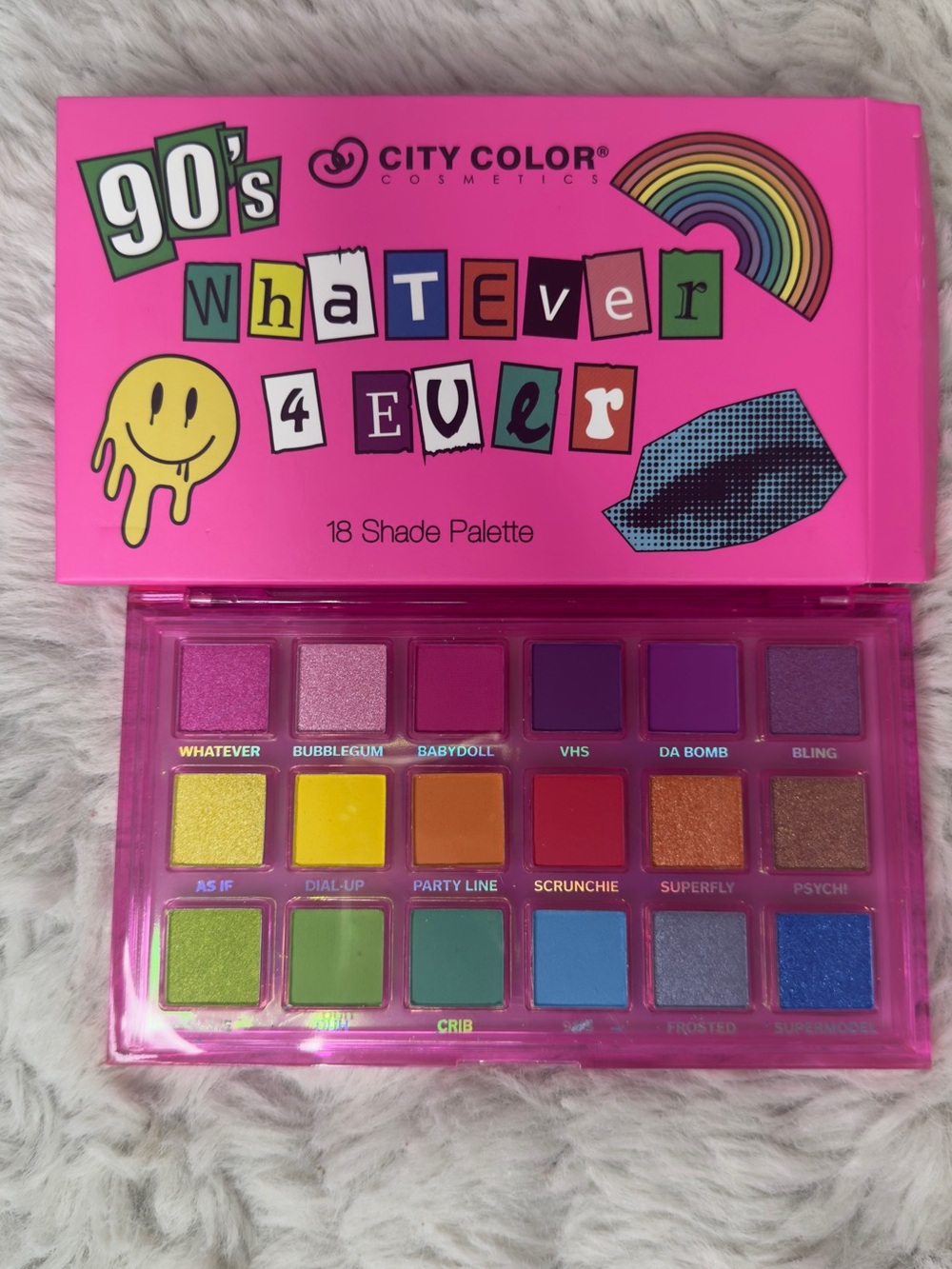 City Color 90's Whatever 4Ever 18-Shade Eyeshadow Palette - Bright Pink